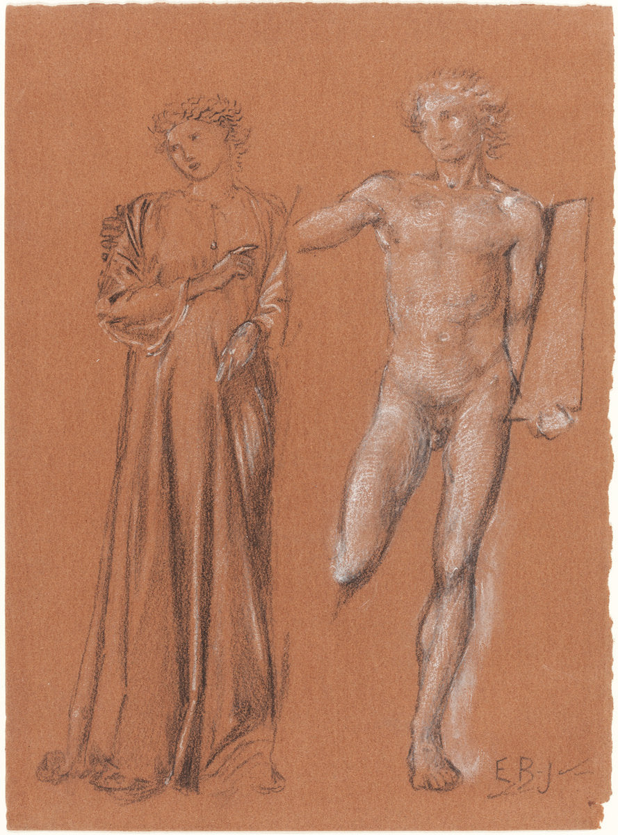Orpheus and Eurydice by Sir Edward Coley Burne-Jones (British, 1833 - 1898), 16X12"(A3)Poster Print