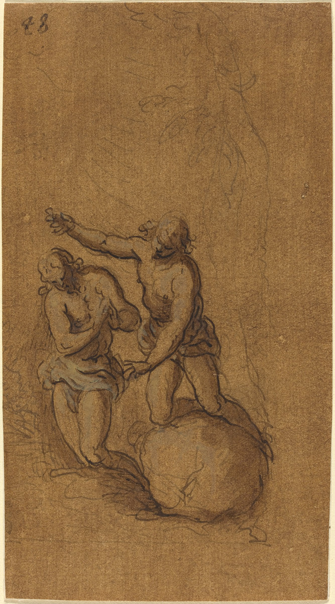 The Baptism of Christ by Jacopo Palma il Giovane (Venetian, 1544 or 1548 - 1628), 16X12"(A3)Poster Print