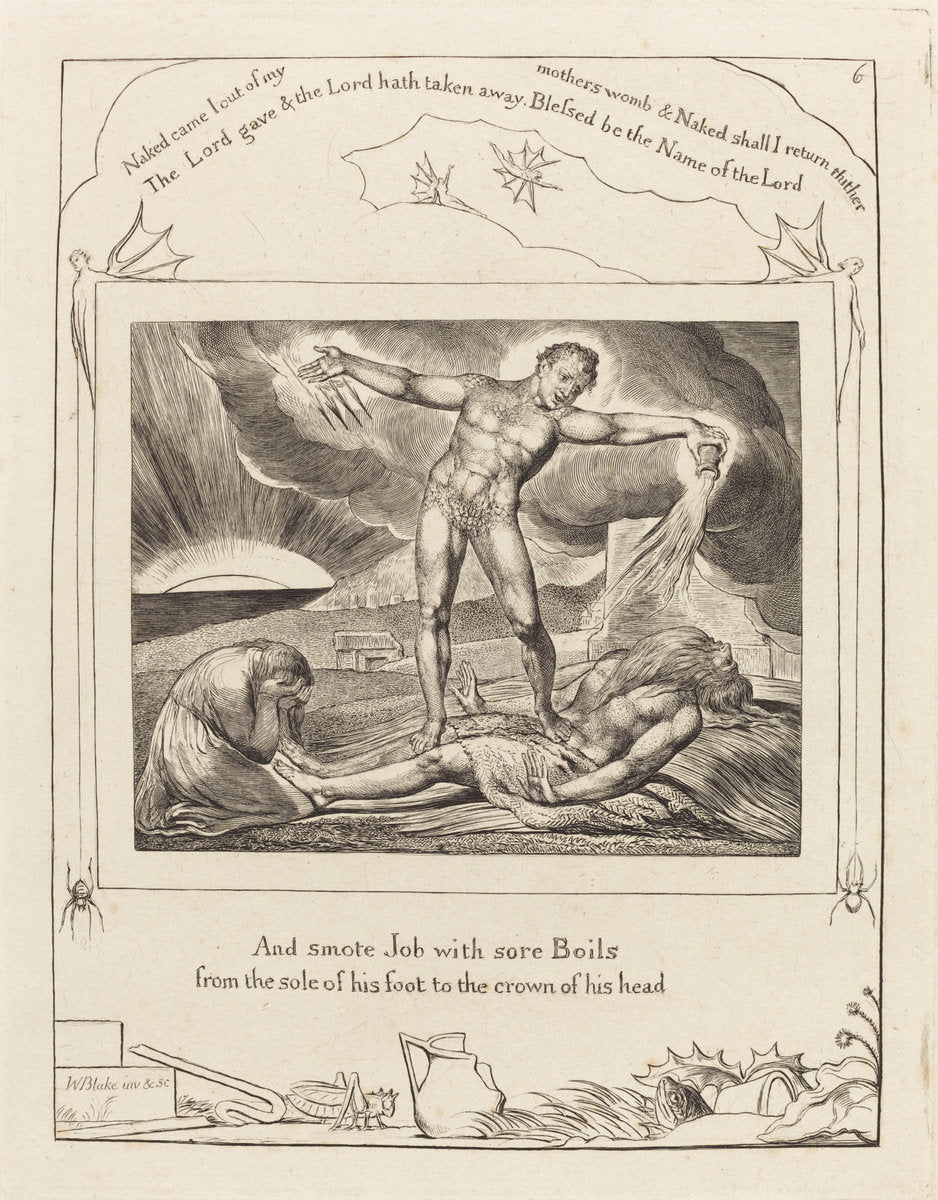 Satan Smiting Job with Boils by William Blake (British, 1757 - 1827), 16X12"(A3)Poster Print