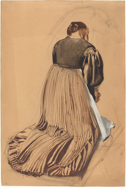 Kneeling Woman from Behind by Konrad Böse (German, 1852 - 1938), 16X12"(A3)Poster Print