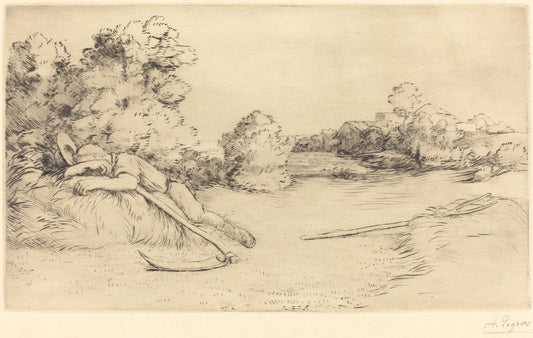 Siesta of a Harvester (Sieste d'un faucheur) by Alphonse Legros (French, 1837 - 1911), 16X12"(A3)Poster Print