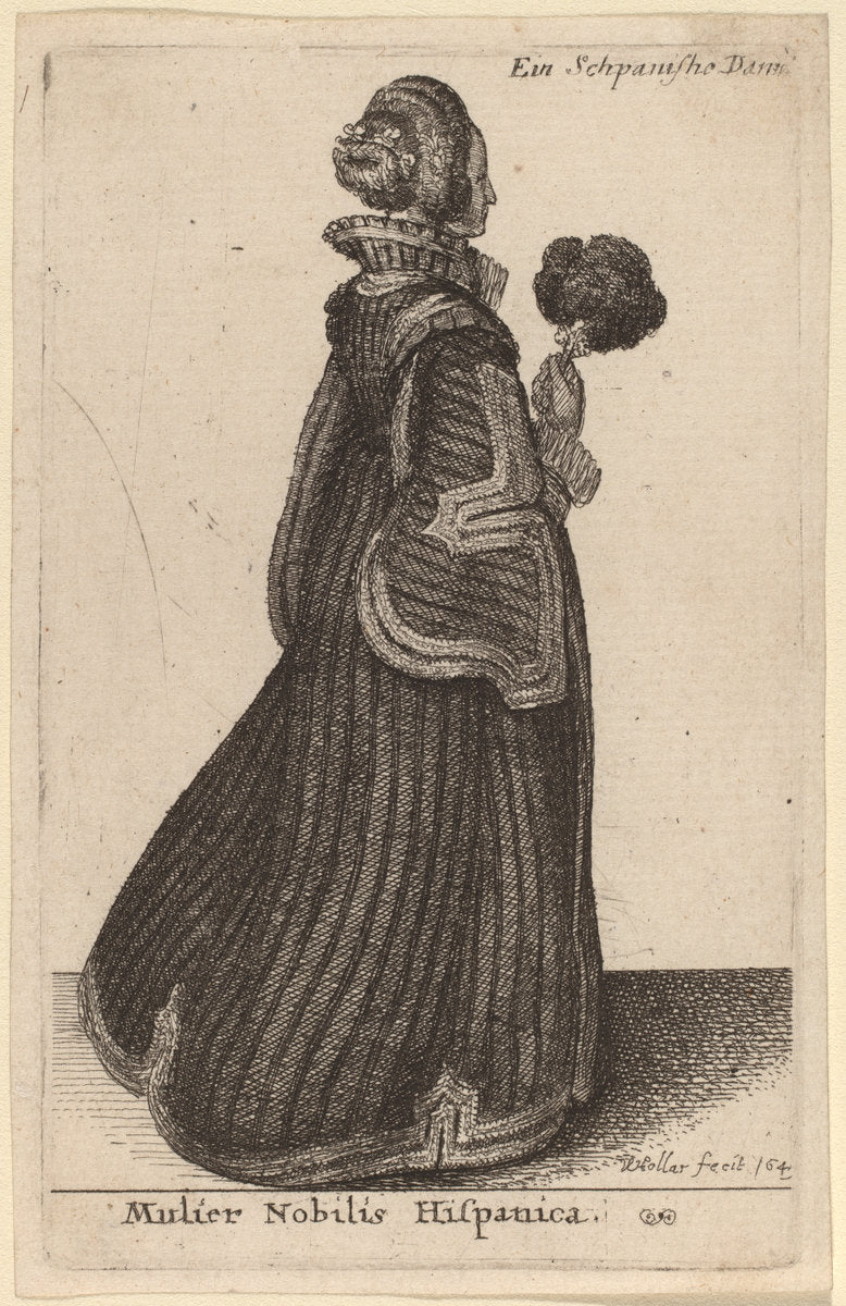 Mulier Nobilis Hispanica by Wenceslaus Hollar (Bohemian, 1607 - 1677), 16X12"(A3)Poster Print