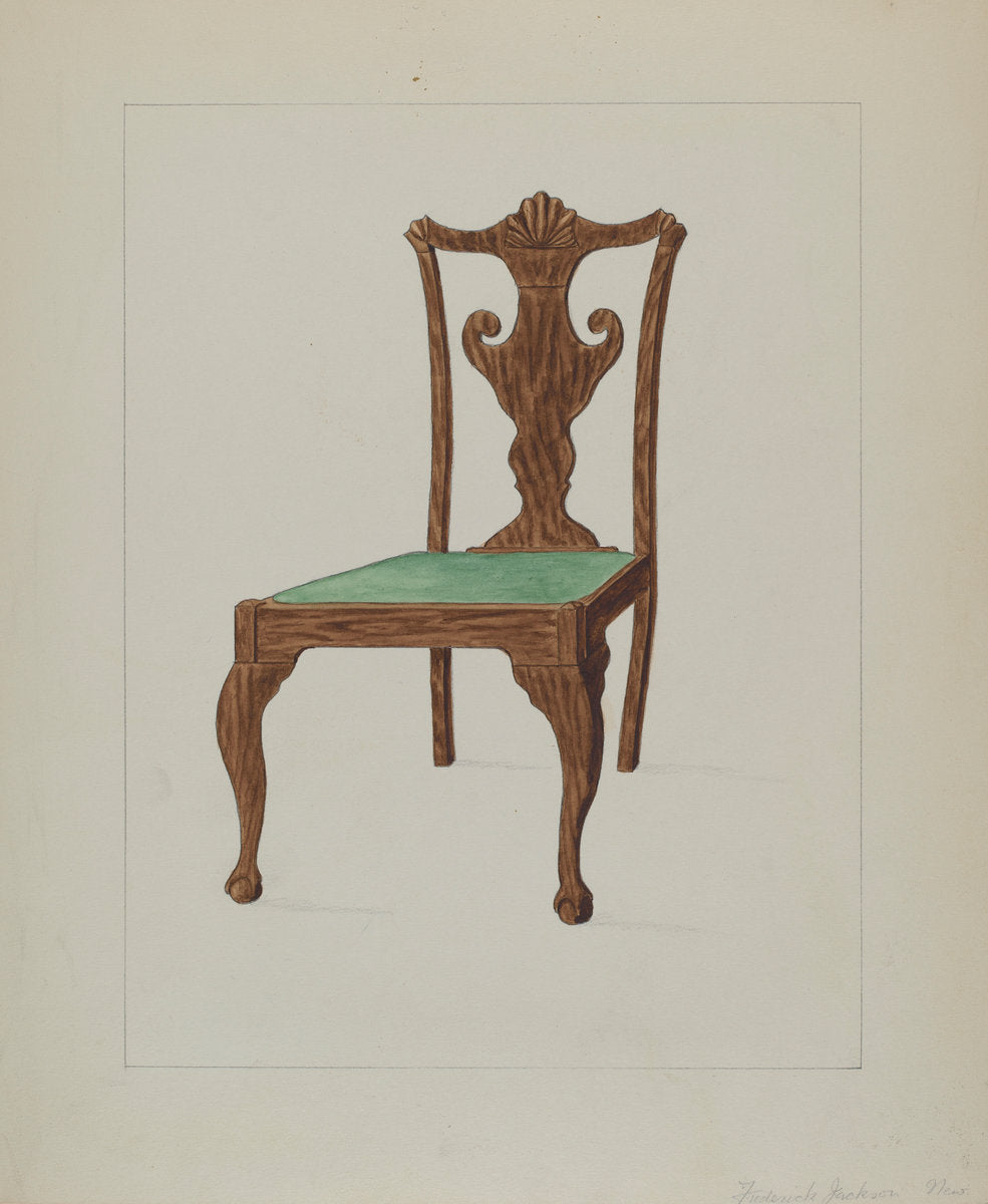 Walnut Chair by Frederick Jackson (American, active c. 1935), 16X12"(A3)Poster Print