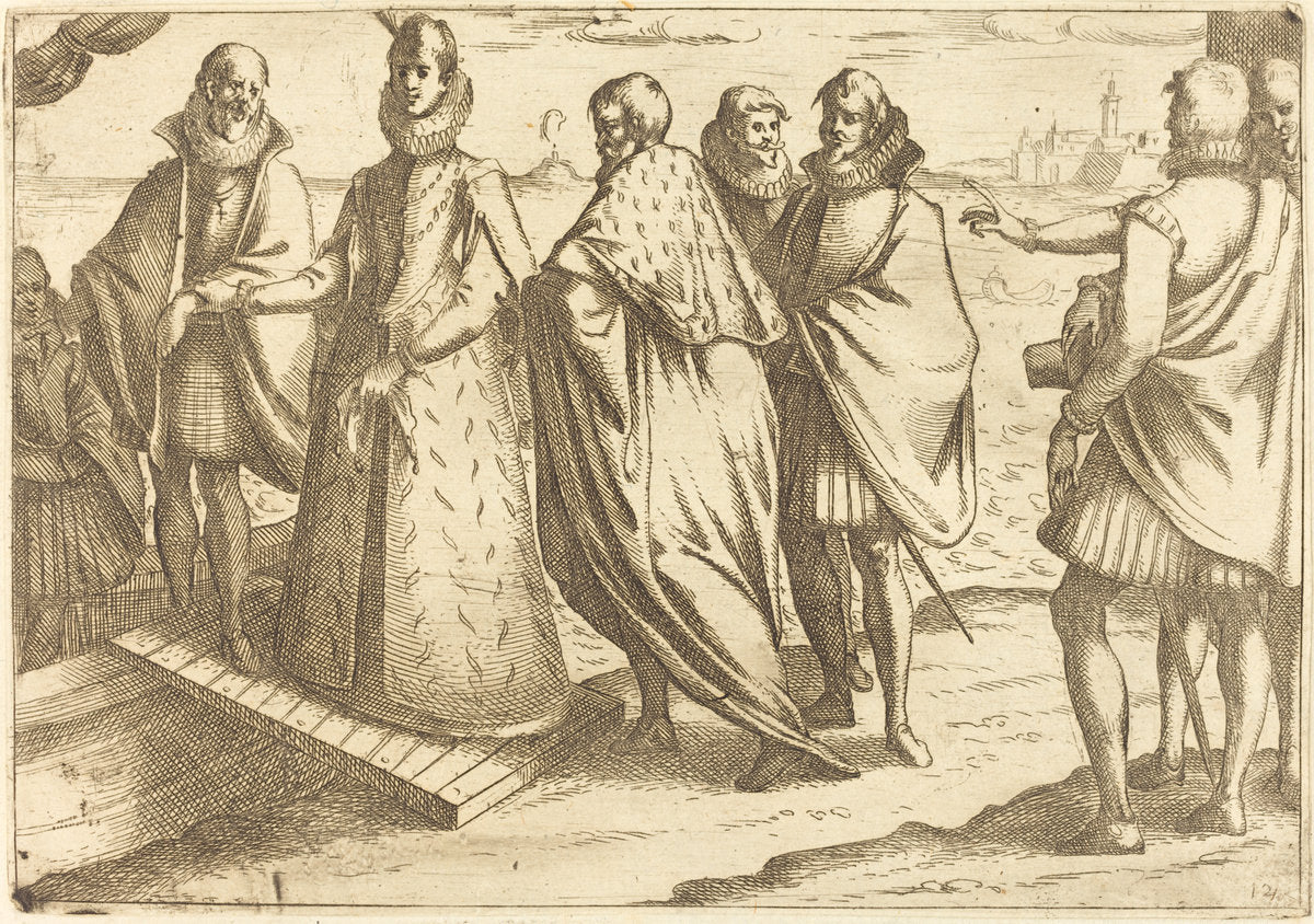 Embarkation at Genoa by Jacques Callot (French, 1592 - 1635), 16X12"(A3)Poster Print