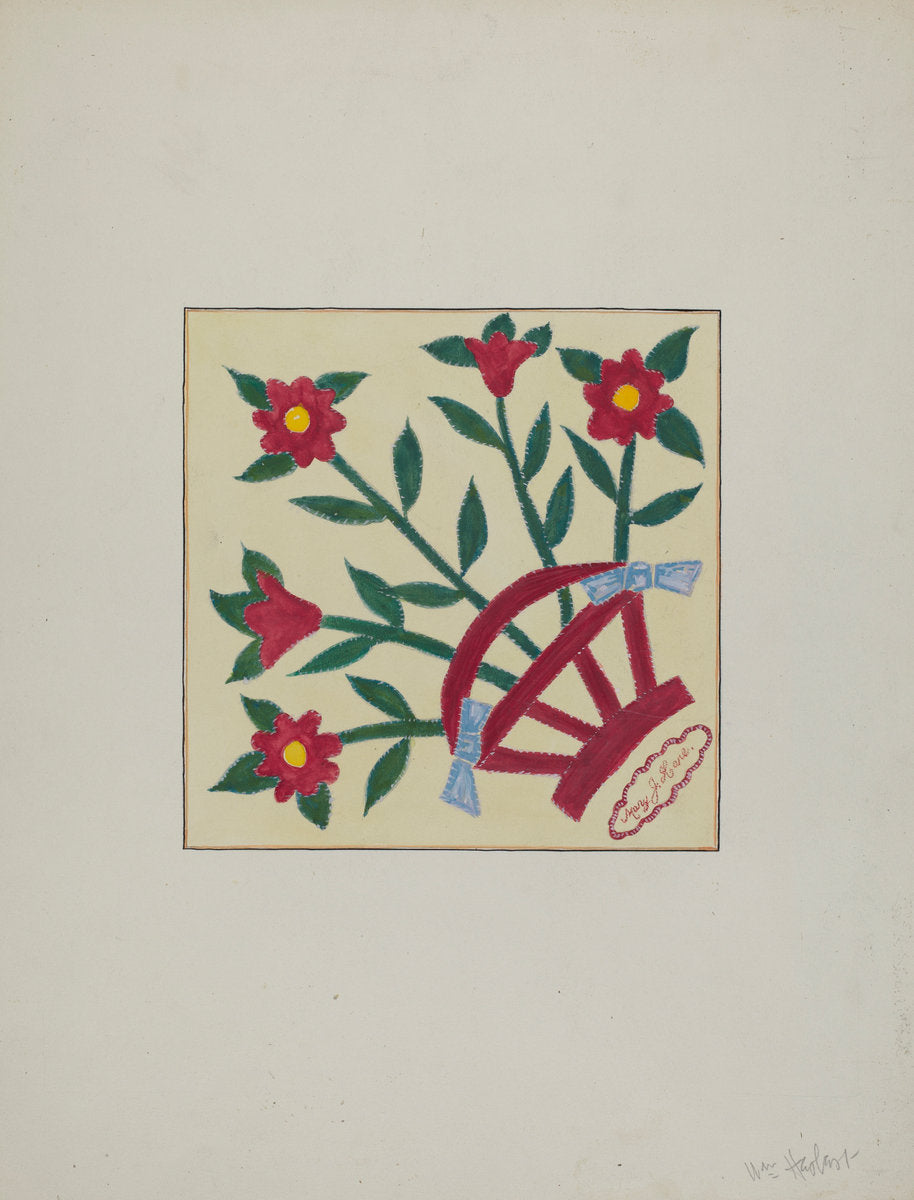 Pieced Quilt (1 Square) by William Herbert (American, active c. 1935), 16X12"(A3)Poster Print