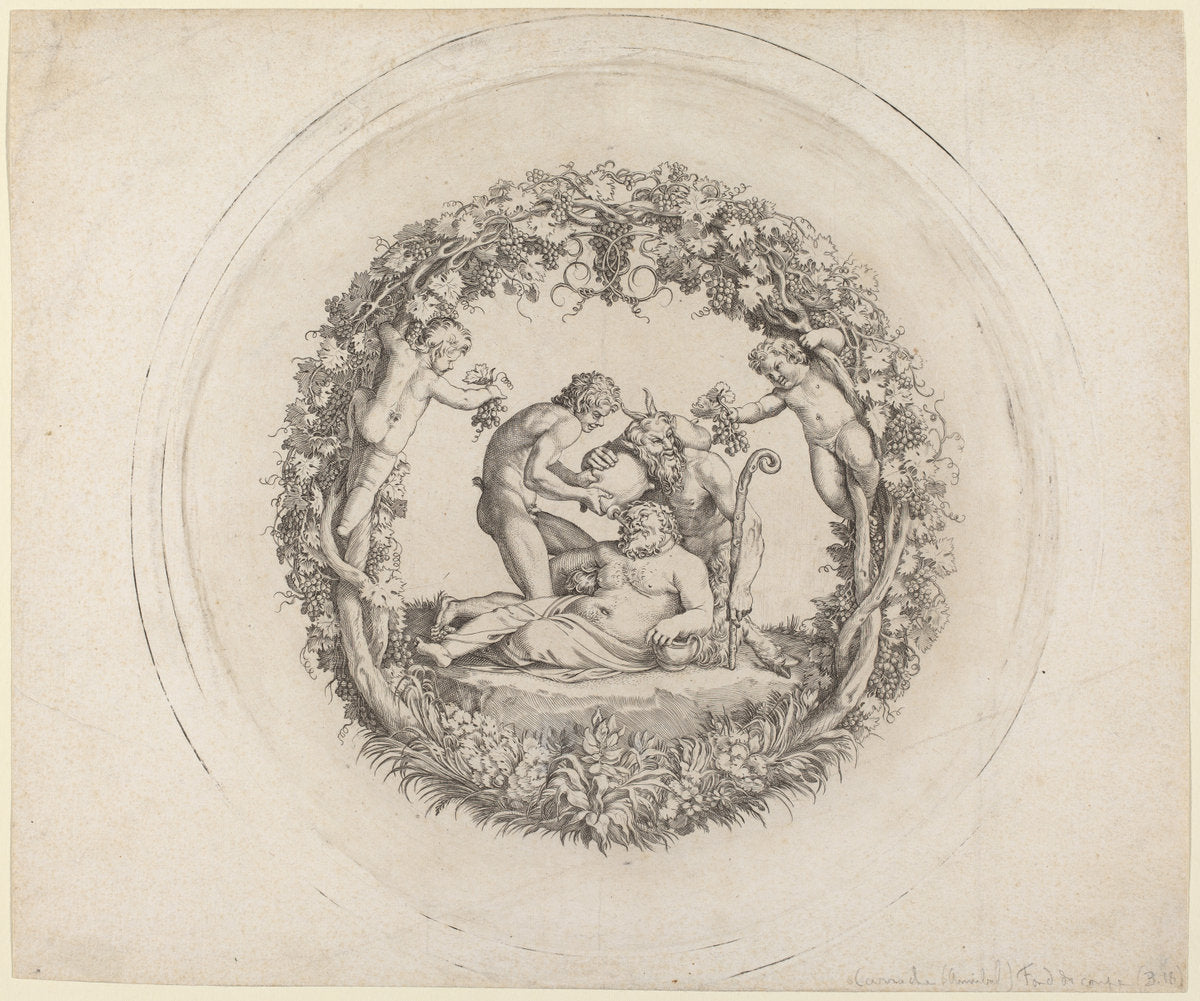 The Drunken Silenus ("The Tazza Farnese") by Annibale Carracci (Italian, 1560 - 1609), 16X12"(A3)Poster Print