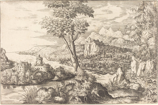 Landscape with Three Men by Hanns Lautensack (German, 1524 - 1561/1566), 16X12"(A3)Poster Print