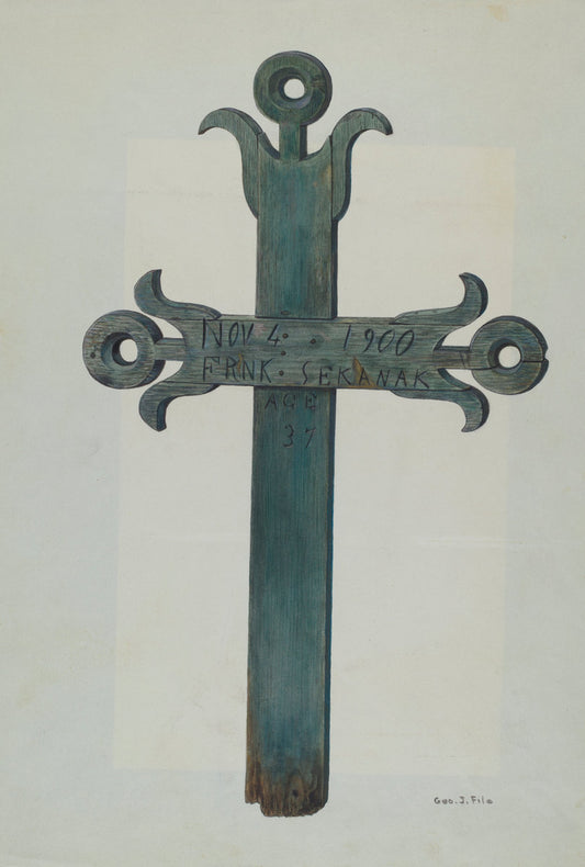 Wooden Cross by George File (American, active c. 1935), 16X12"(A3)Poster Print