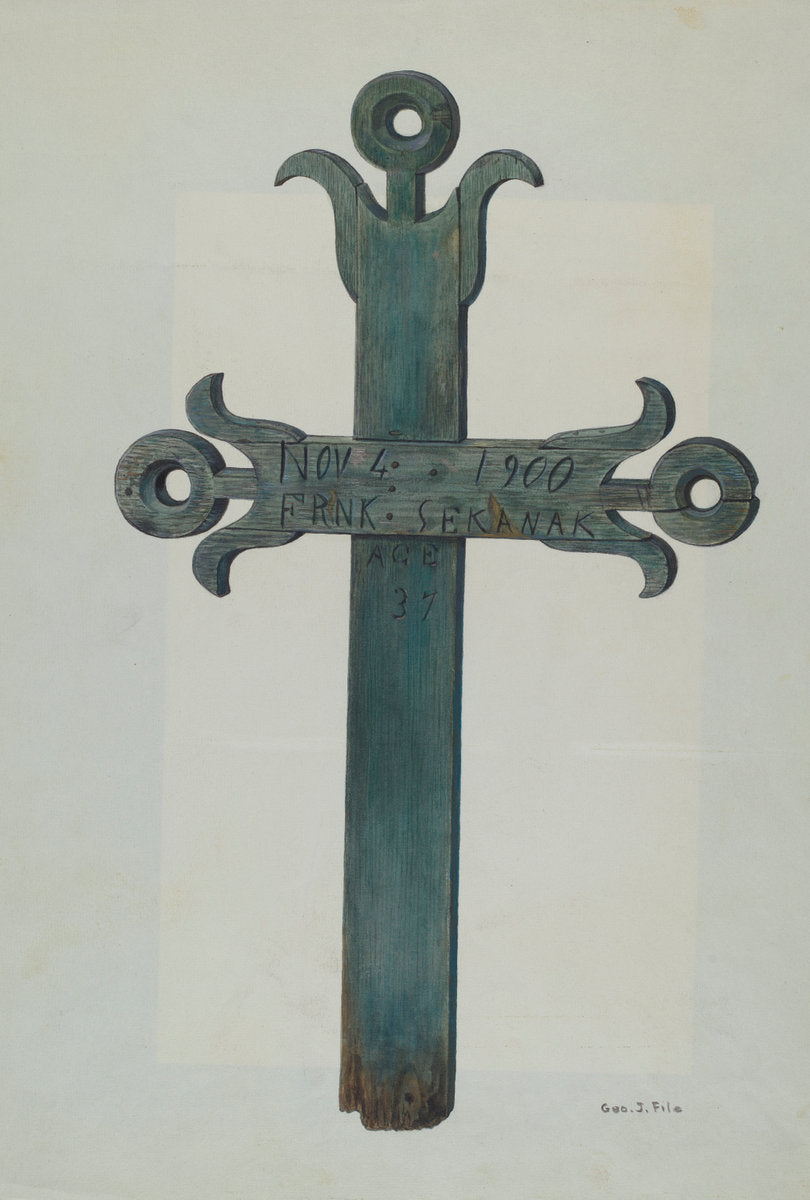 Wooden Cross by George File (American, active c. 1935), 16X12"(A3)Poster Print