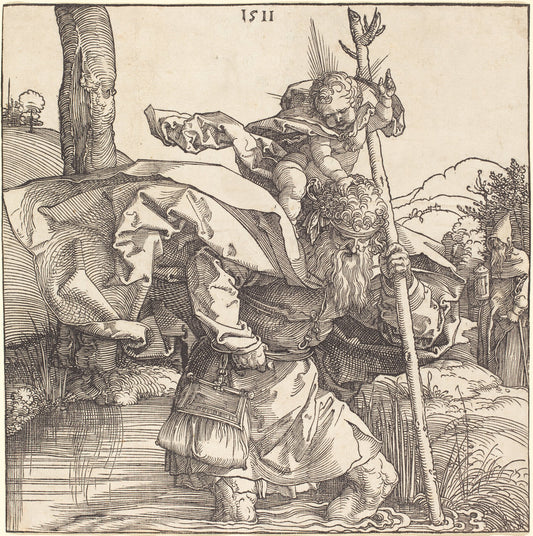 Saint Christopher by Albrecht Dürer (German, 1471 - 1528), 16X12"(A3)Poster Print