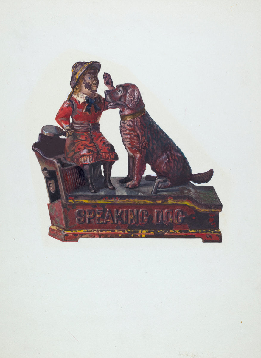1935/1942 by American 20th Century (Toy Bank: Speaking Dog and Figure), 16X12"(A3)Poster Print