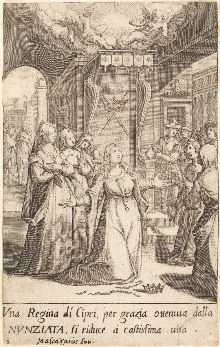 Queen of Cyprus by Jacques Callot after Donato Mascagni (French, 1592 - 1635), 16X12"(A3)Poster Print