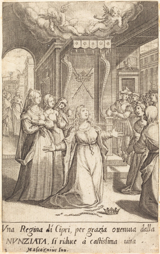 Queen of Cyprus by Jacques Callot after Donato Mascagni (French, 1592 - 1635), 16X12"(A3)Poster Print