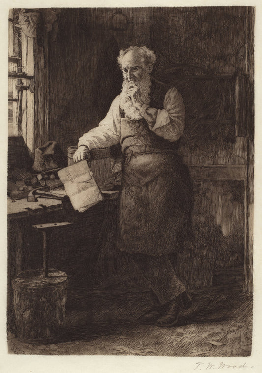Thinking It Over by Thomas Waterman Wood (American, 1823 - 1903), 16X12"(A3)Poster Print