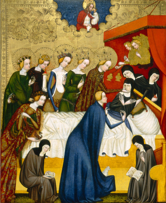 The Death of Saint Clare by Master of Heiligenkreuz (Austrian, active early 15th century), 16X12"(A3)Poster Print