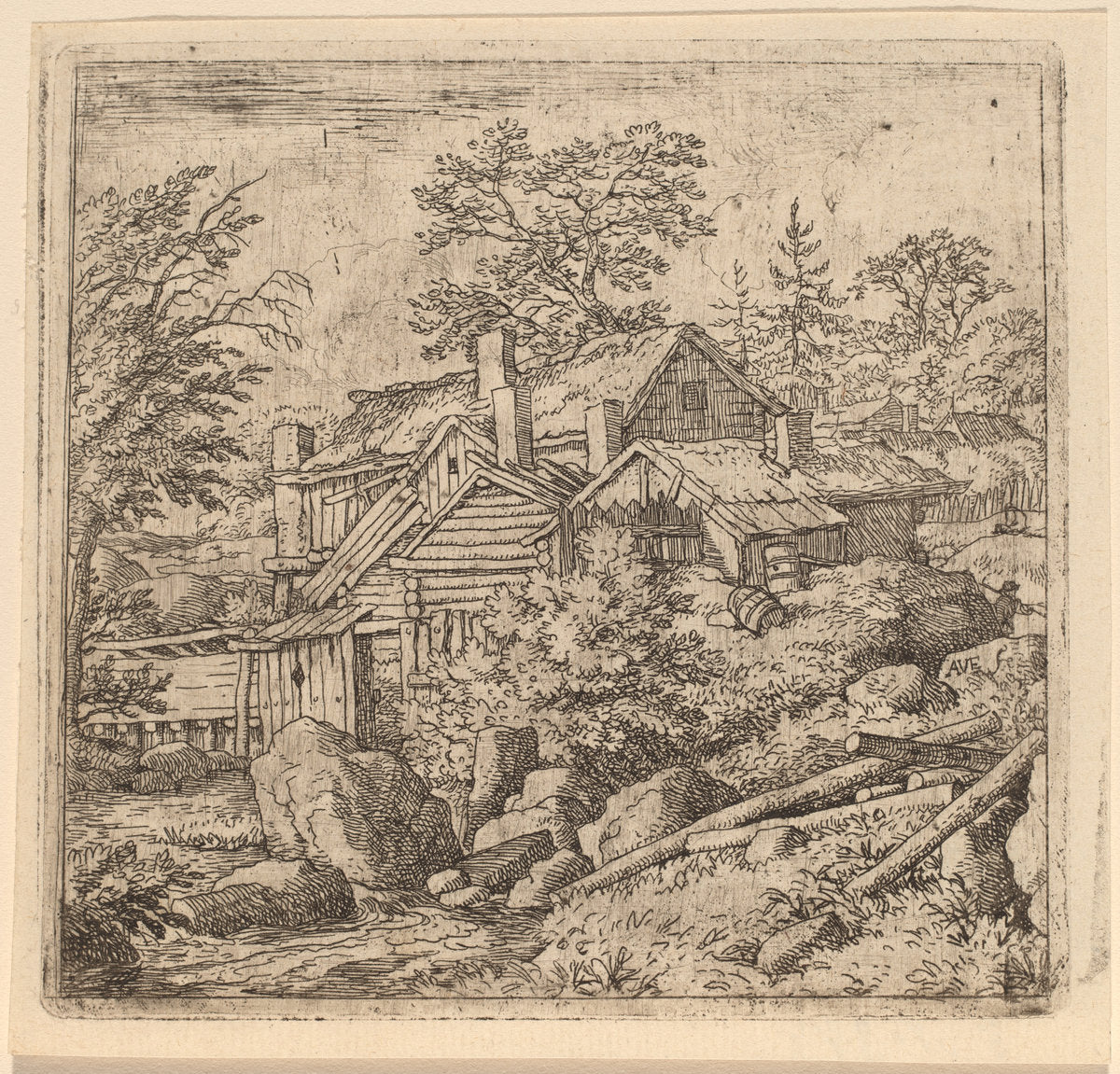 Hamlet on a Mountain Side by Allart van Everdingen (Dutch, 1621 - 1675), 16X12"(A3)Poster Print