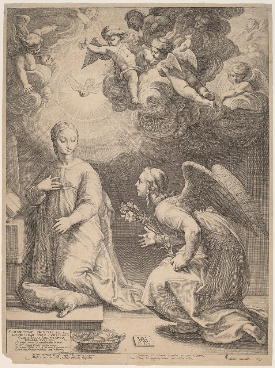 The Annunciation by Hendrik Goltzius (Dutch, 1558 - 1617), 16X12"(A3)Poster Print
