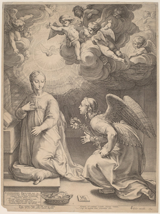 The Annunciation by Hendrik Goltzius (Dutch, 1558 - 1617), 16X12"(A3)Poster Print