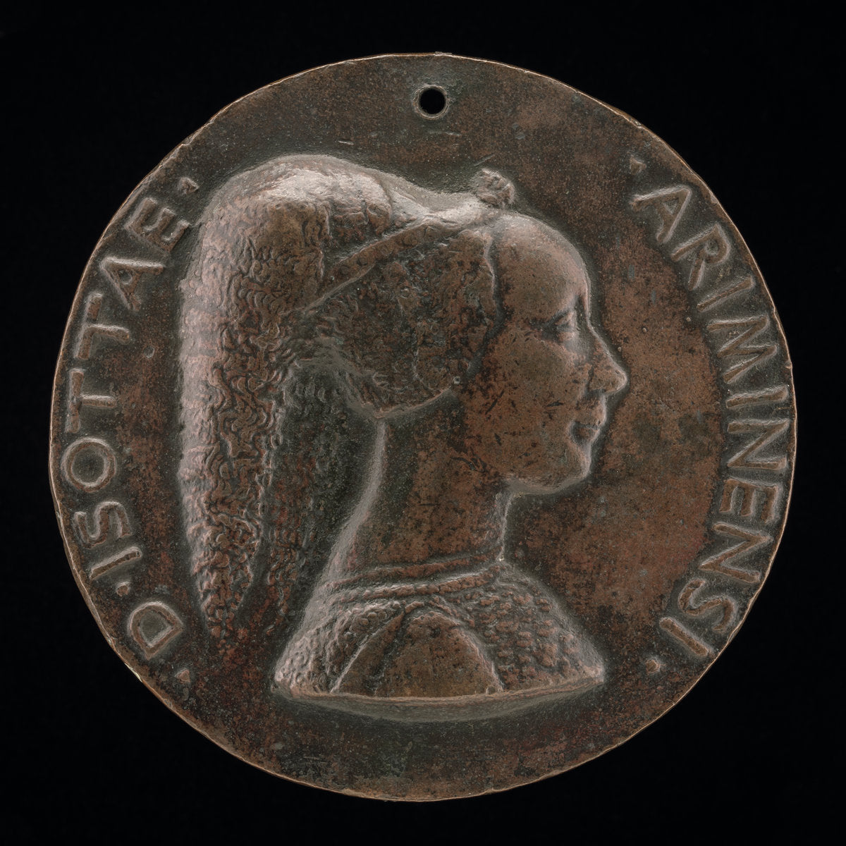 Isotta degli Atti, 1432/1433-1474, Mistress 1446, then Wife after 1453, of Sigismondo Malatesta [obverse] by Matteo de' Pasti (Italian, c. 1420 - 1467/1468), 16X12"(A3)Poster Print