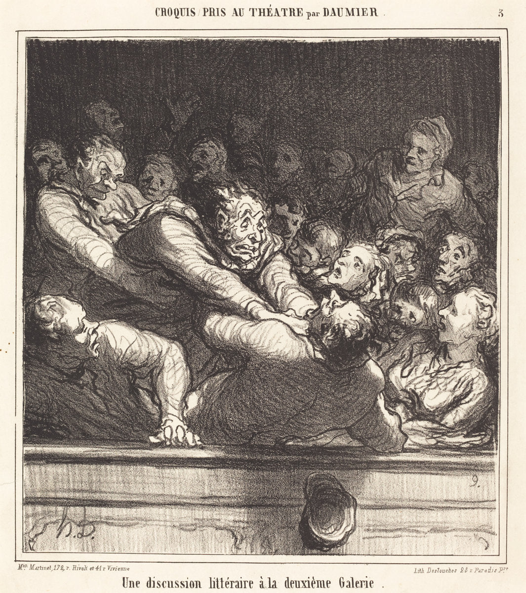 Une Discussion littéraire a la deuxième Galerie by Honoré Daumier (French, 1808 - 1879), 16X12"(A3)Poster Print