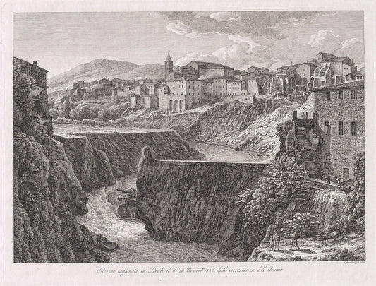 Rovine cagionate in Tivoli, dall'escrescenza dell'Aniene (Tivoli Damaged by the Flood of the River Aniene) by Johann Christian Reinhart (German, 1761 - 1847), 16X12"(A3)Poster Print