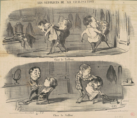 Chez le tailleur chez le coiffeur by Honoré Daumier (French, 1808 - 1879), 16X12"(A3)Poster Print