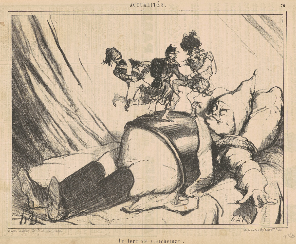Un terrible cauchemar by Honoré Daumier (French, 1808 - 1879), 16X12"(A3)Poster Print