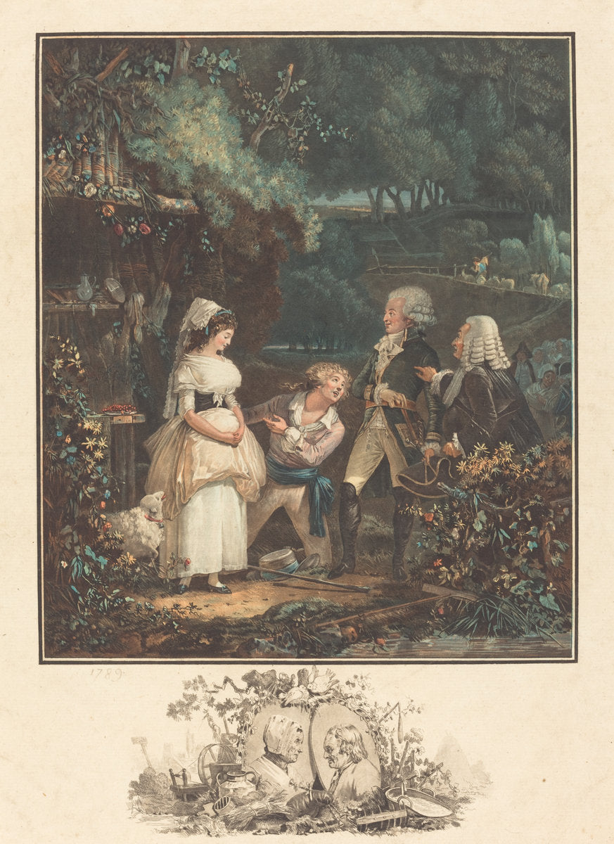Annette et Lubin by Philibert-Louis Debucourt (French, 1755 - 1832), 16X12"(A3)Poster Print