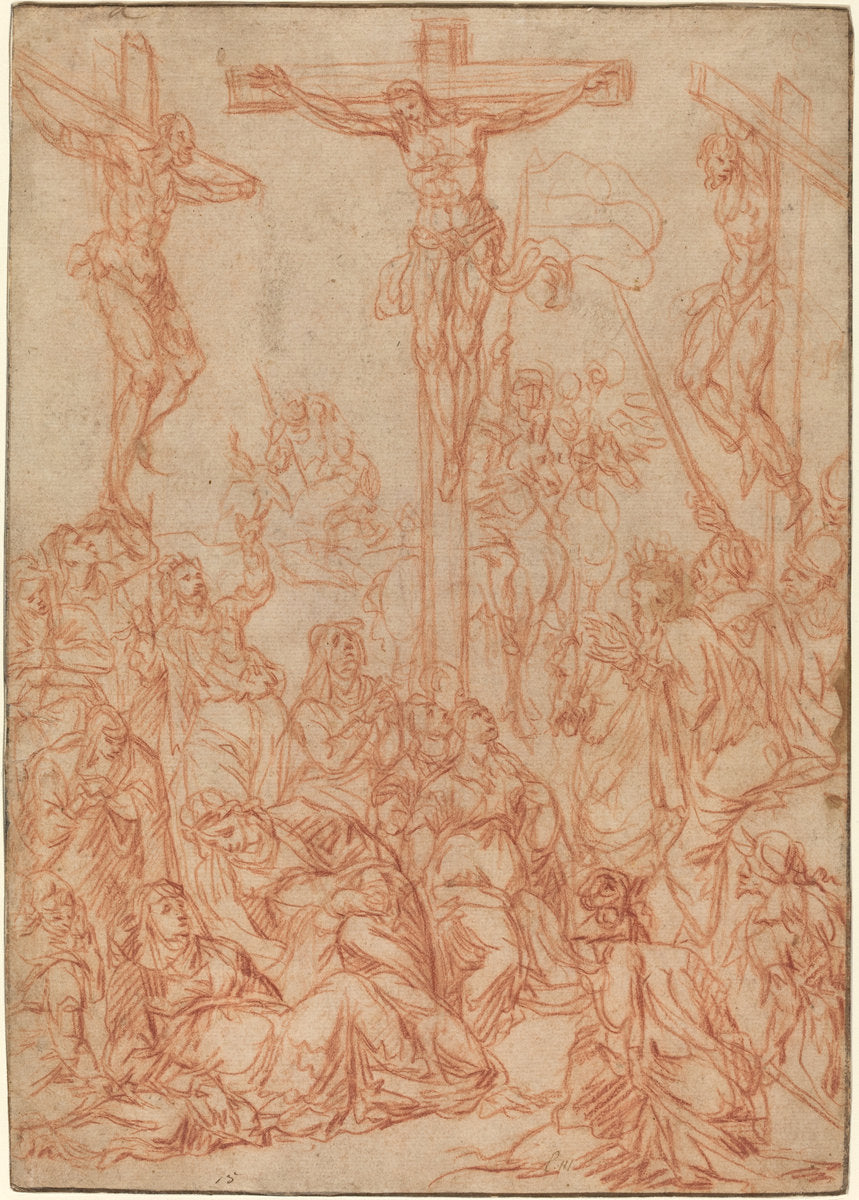 The Crucifixion by Andrea Vicentino (Italian, c. 1539 - 1614), 16X12"(A3)Poster Print