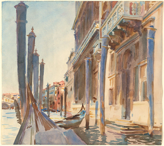 Gondola Moorings on the Grand Canal by John Singer Sargent (American, 1856 - 1925), 16X12"(A3)Poster Print