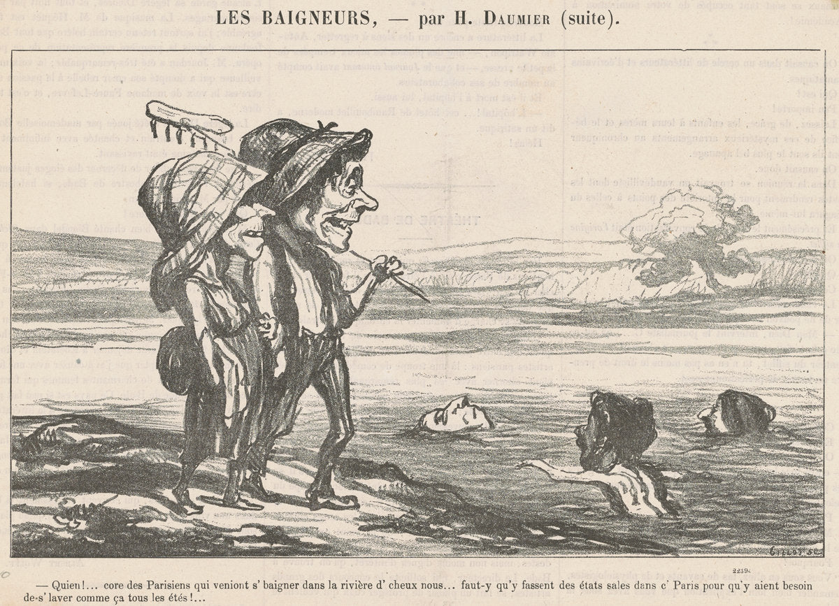 Quien! ... Core des parisiens qui veniont s'baigner ... by Honoré Daumier (French, 1808 - 1879), 16X12"(A3)Poster Print