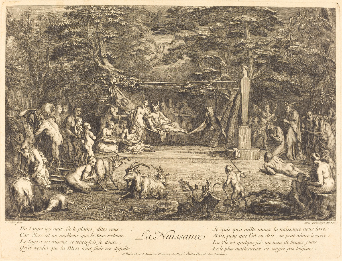 La Naissance (Birth) by Claude Gillot (French, 1673 - 1722), 16X12"(A3)Poster Print