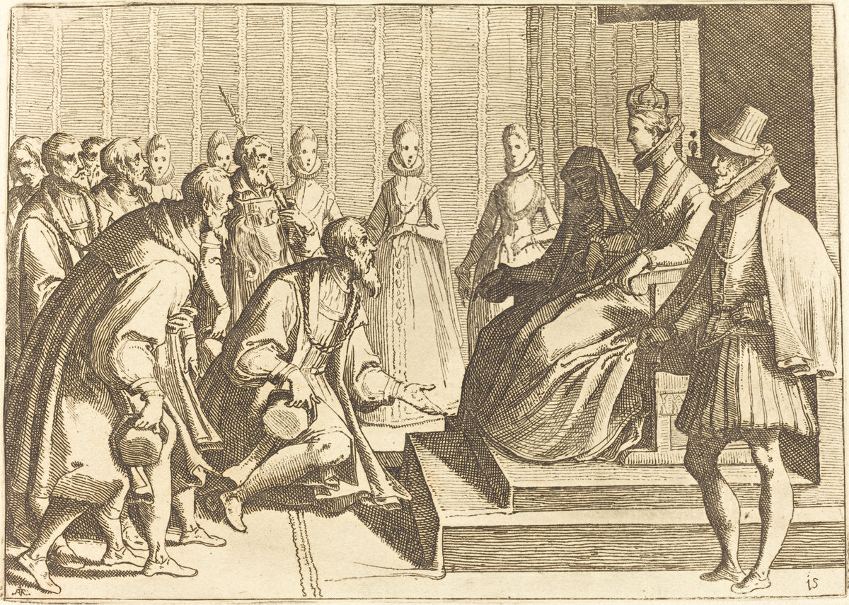 Margaret of Austria Giving Audience to a Nobleman by Raffaello Schiaminossi (Italian, 1572 - 1622), 16X12"(A3)Poster Print