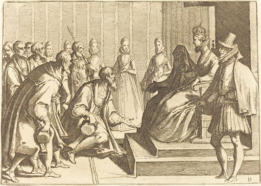 Margaret of Austria Giving Audience to a Nobleman by Raffaello Schiaminossi (Italian, 1572 - 1622), 16X12"(A3)Poster Print