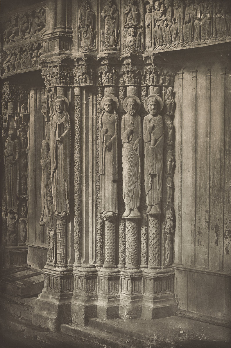 Chartres Cathedral. Right Door of the Royal Portal, West Side, XII Century by Charles Nègre (French, 1820 - 1880), 16X12"(A3)Poster Print