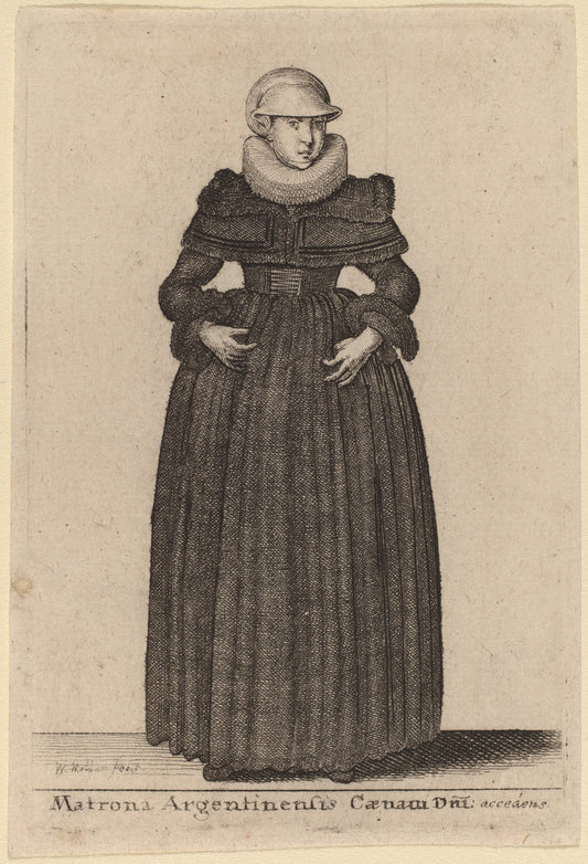 Matrona Argentinensis Caenam Dni Accedens                                            e des Nymphs) by Wenceslaus Hollar (Bohemian, 1607 - 1677), 16X12"(A3)Poster Print
