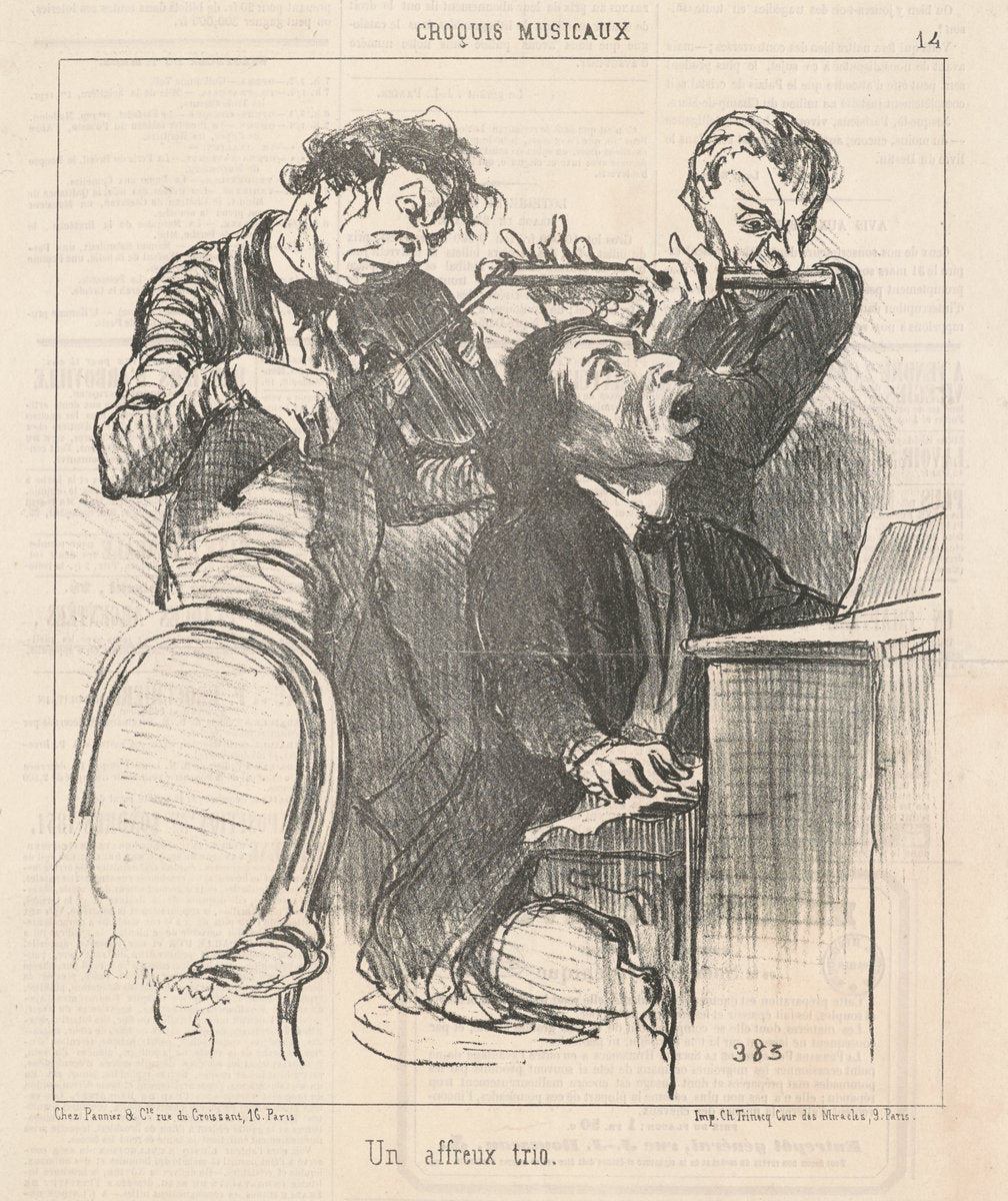 Un affeux trio by Honoré Daumier (French, 1808 - 1879), 16X12"(A3)Poster Print