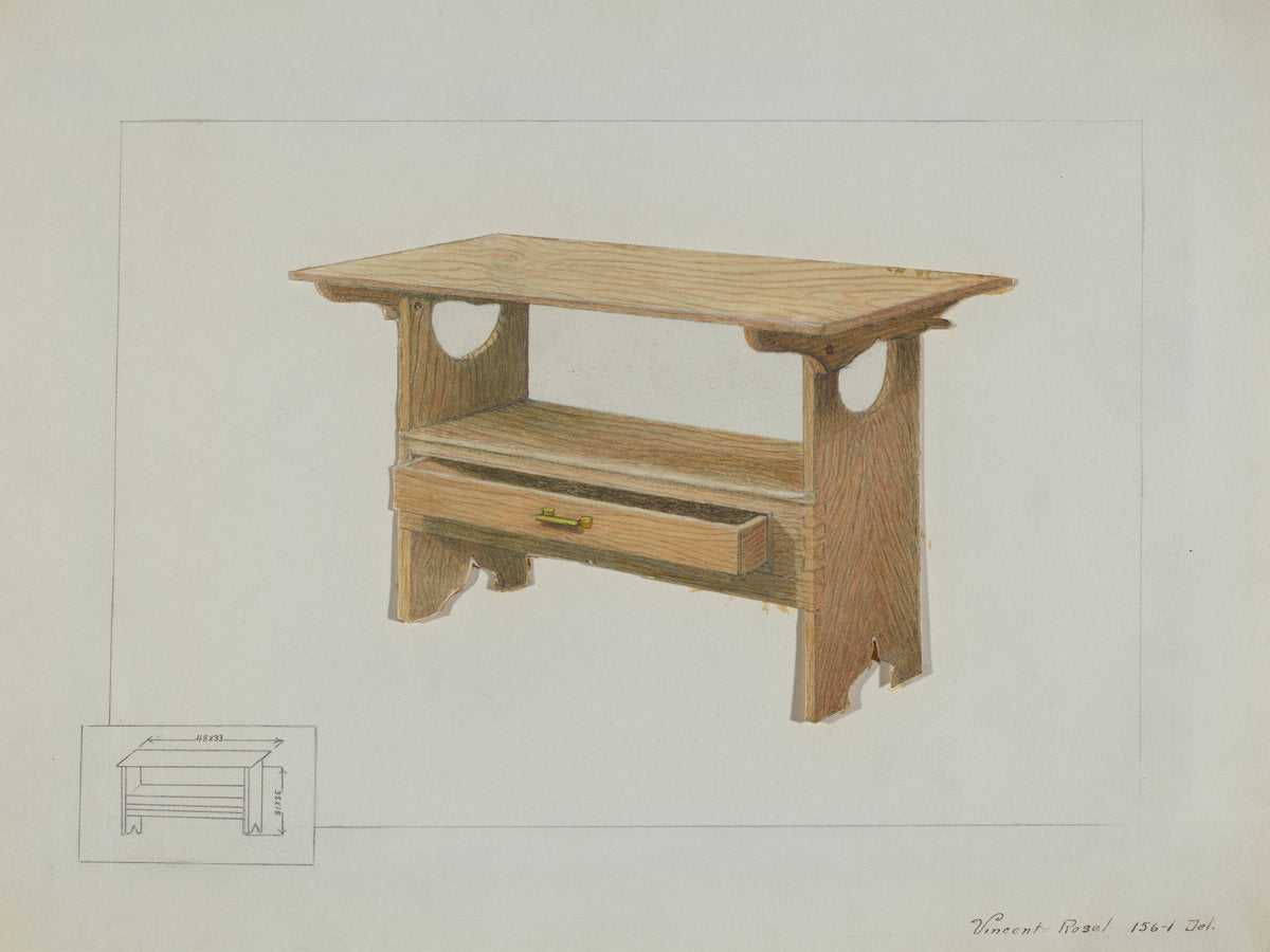 Kitchen Bench Table by Vincent P. Rosel (American, active c. 1935), 16X12"(A3)Poster Print