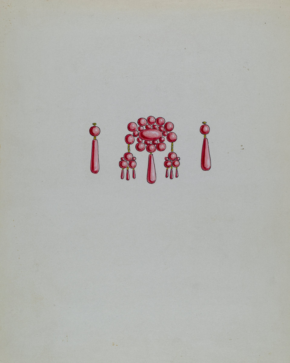 Earrings and Pendant by Charles Enjoian (American, active c. 1935), 16X12"(A3)Poster Print