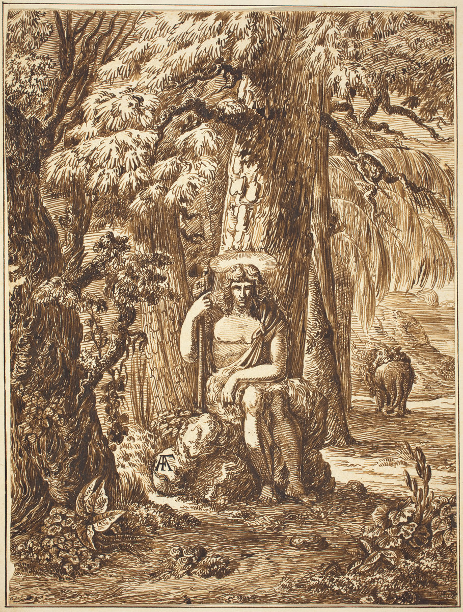 Saint John the Baptist in the Wilderness by Felice Albides (Spanish or Italian, 18th century), 16X12"(A3)Poster Print