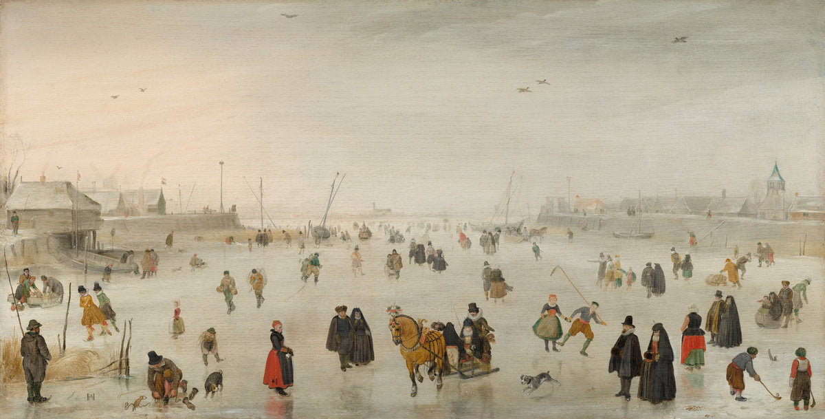 A Scene on the Ice by Hendrick Avercamp (Dutch, 1585 - 1634), 16X12"(A3)Poster Print