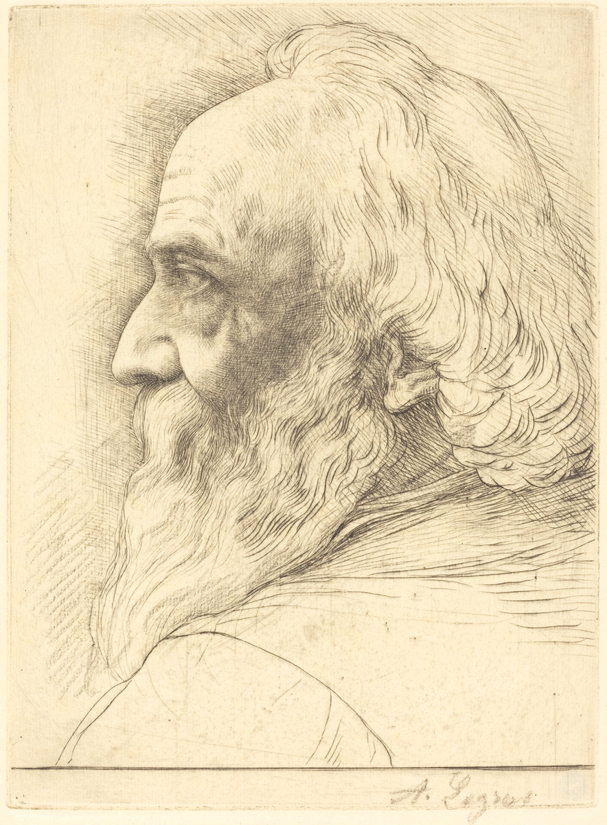 Self-Portrait, 12th plate by Alphonse Legros (French, 1837 - 1911), 16X12"(A3)Poster Print