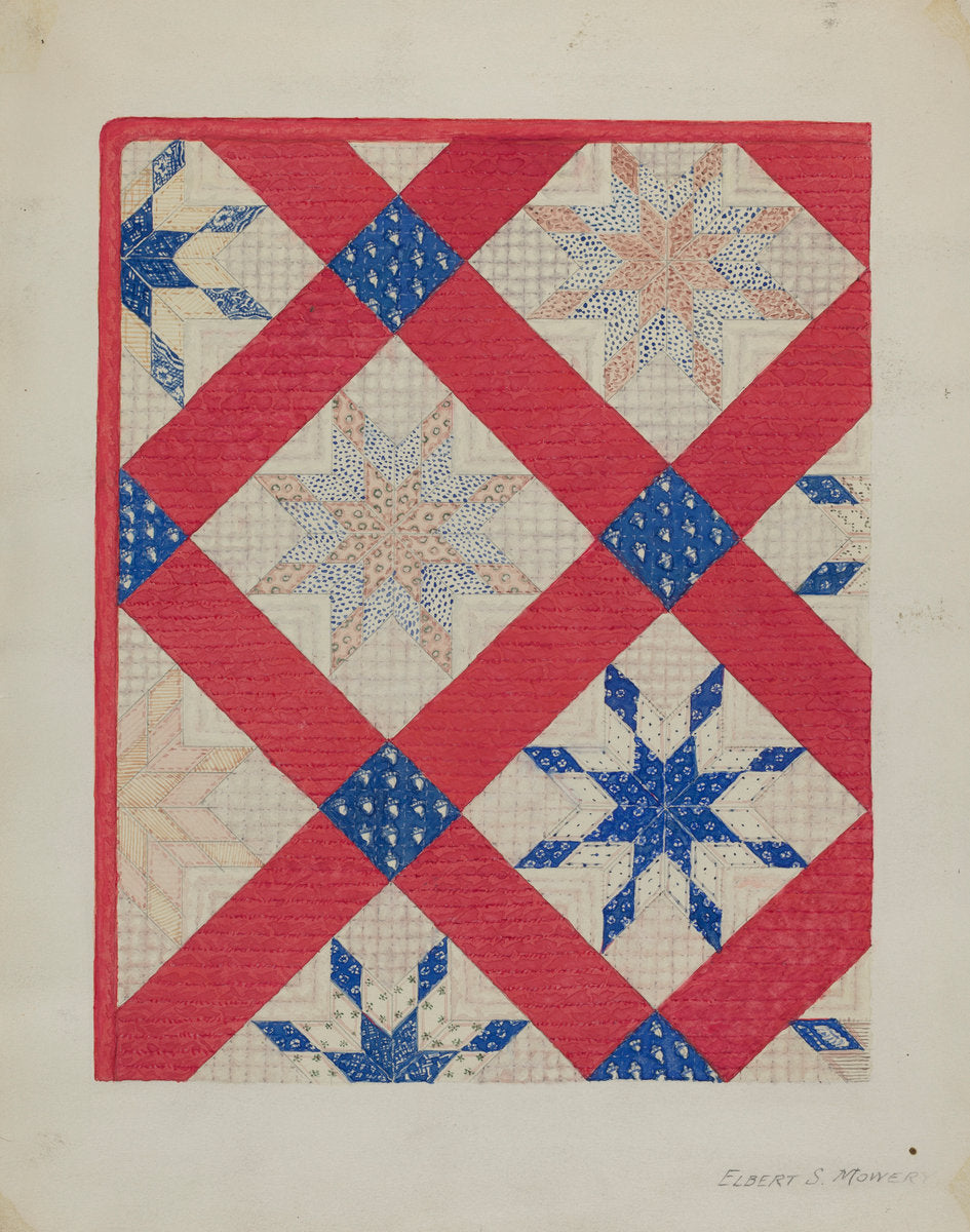 Patchwork Quilt by Elbert S. Mowery (American, active c. 1935), 16X12"(A3)Poster Print