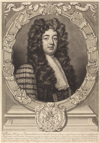 William Johnston, Marquess of Annandale by John Smith after Sir Godfrey Kneller (English, probably 1652 - 1742), 16X12"(A3)Poster Print