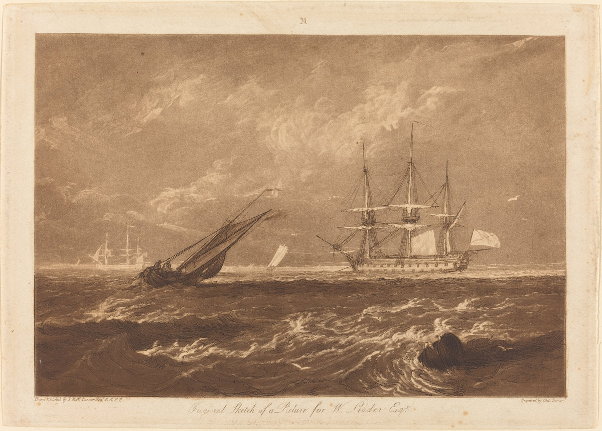 The Leader Sea Piece by Joseph Mallord William Turner and Charles Turner (British, 1775 - 1851), 16X12"(A3)Poster Print