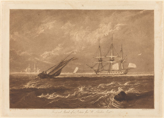 The Leader Sea Piece by Joseph Mallord William Turner and Charles Turner (British, 1775 - 1851), 16X12"(A3)Poster Print