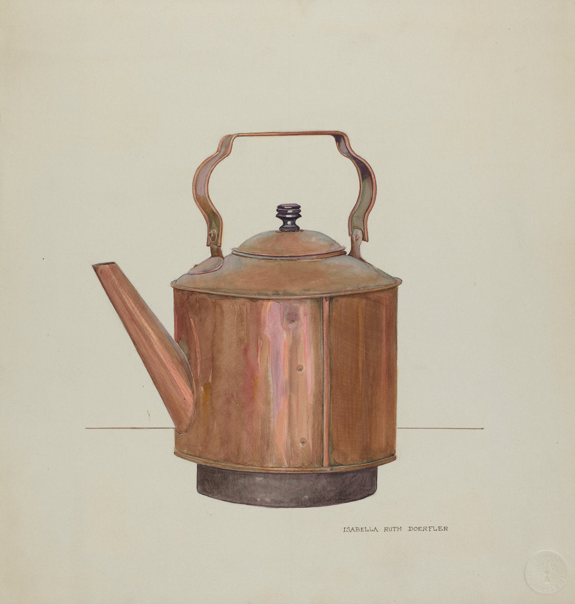 Copper Tea Kettle by Isabella Ruth Doerfler (American, active c. 1935), 16X12"(A3)Poster Print