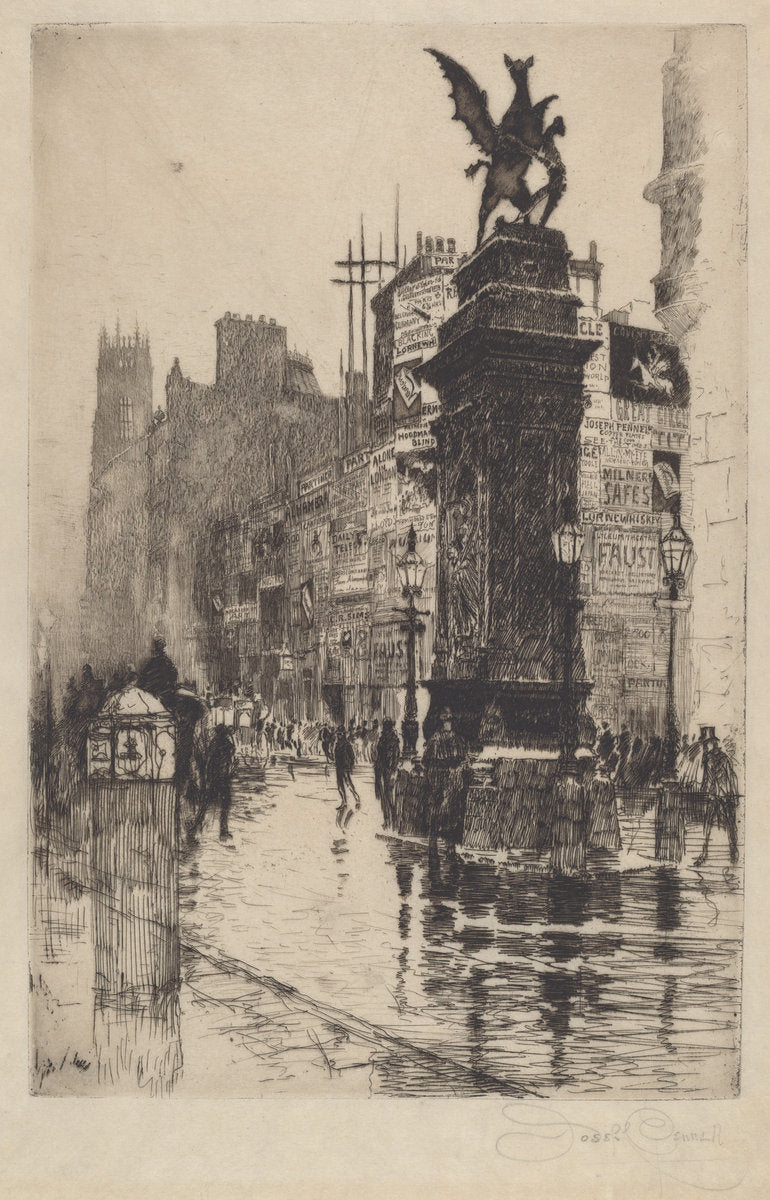 Temple Bar by Joseph Pennell (American, 1857 - 1926), 16X12"(A3)Poster Print