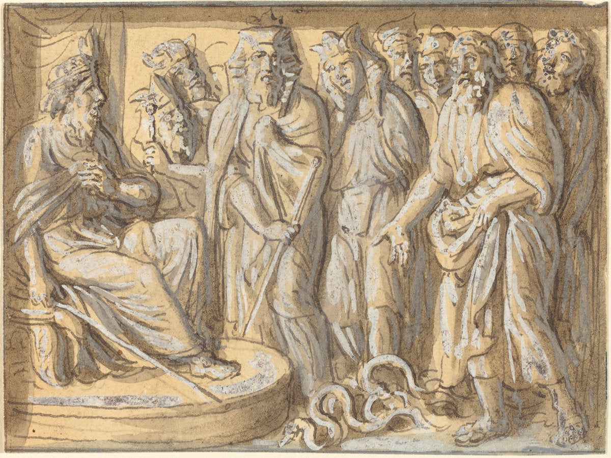 Moses and Aaron before Pharaoh, with the Rods Turned into Serpents by Luigi Ademollo (Italian, 1764 - 1849), 16X12"(A3)Poster Print