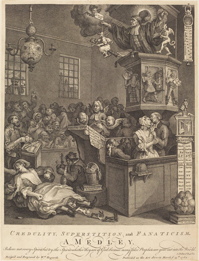 Credulity, Superstition, and Fanaticism by William Hogarth (English, 1697 - 1764), 16X12"(A3)Poster Print